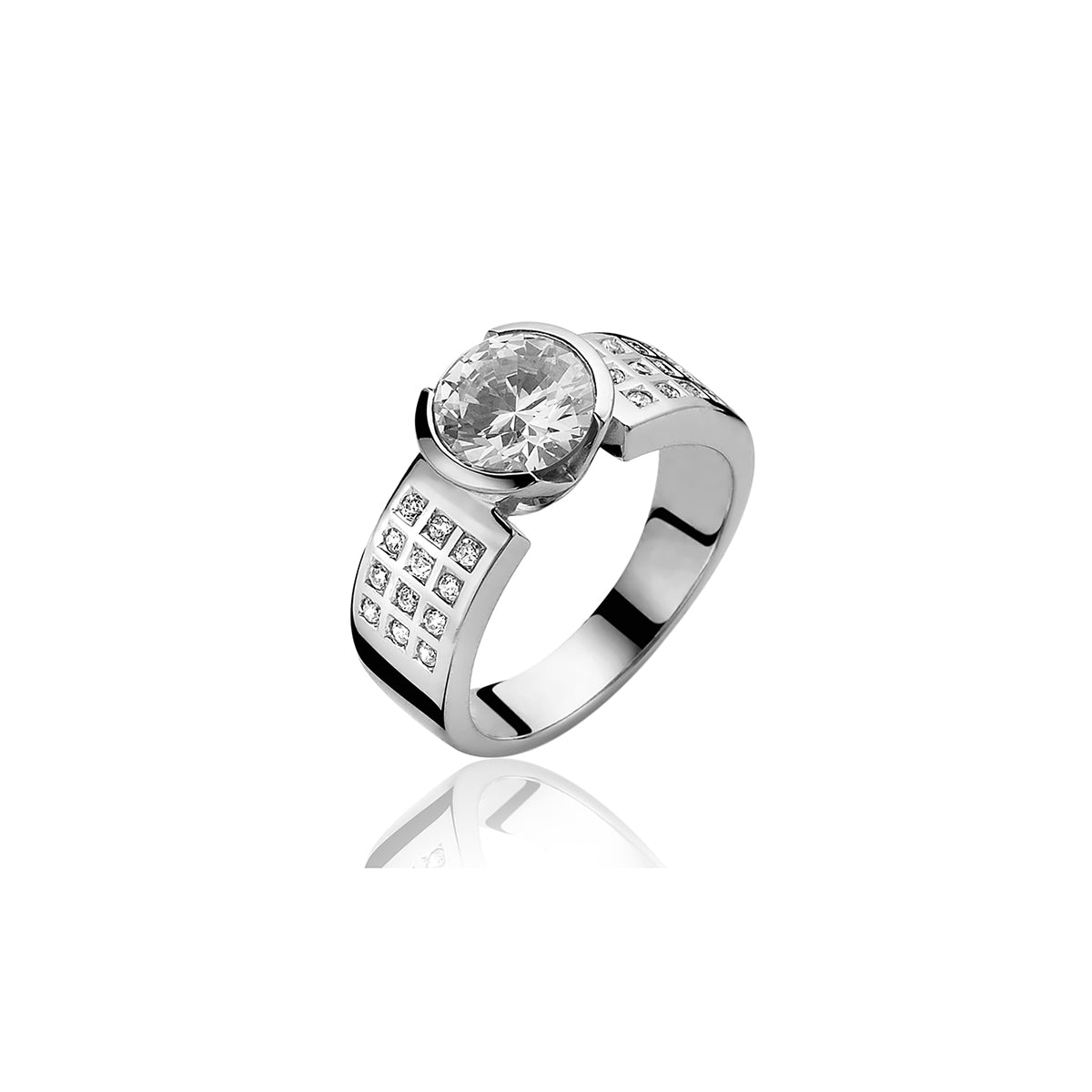 Silver CZ Ring - White - ZIR500