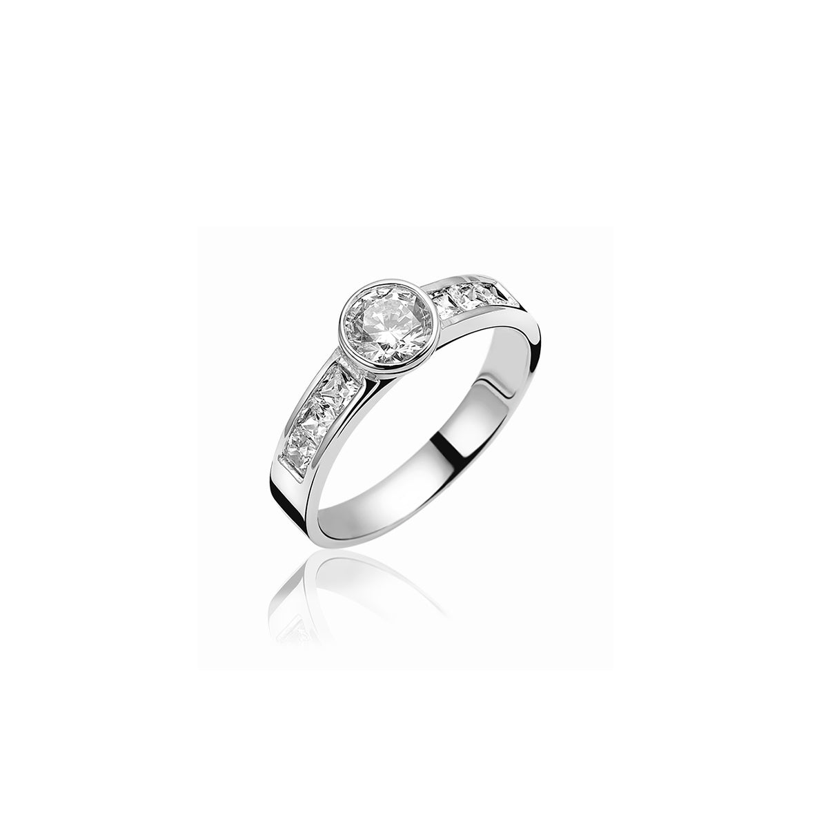 Silver Ring with CZ - White - ZIR512