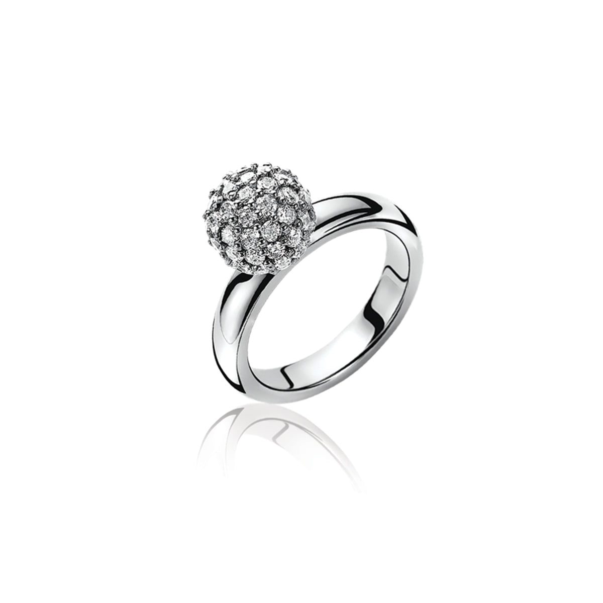 Silver Sphere CZ Ring - White - ZIR544