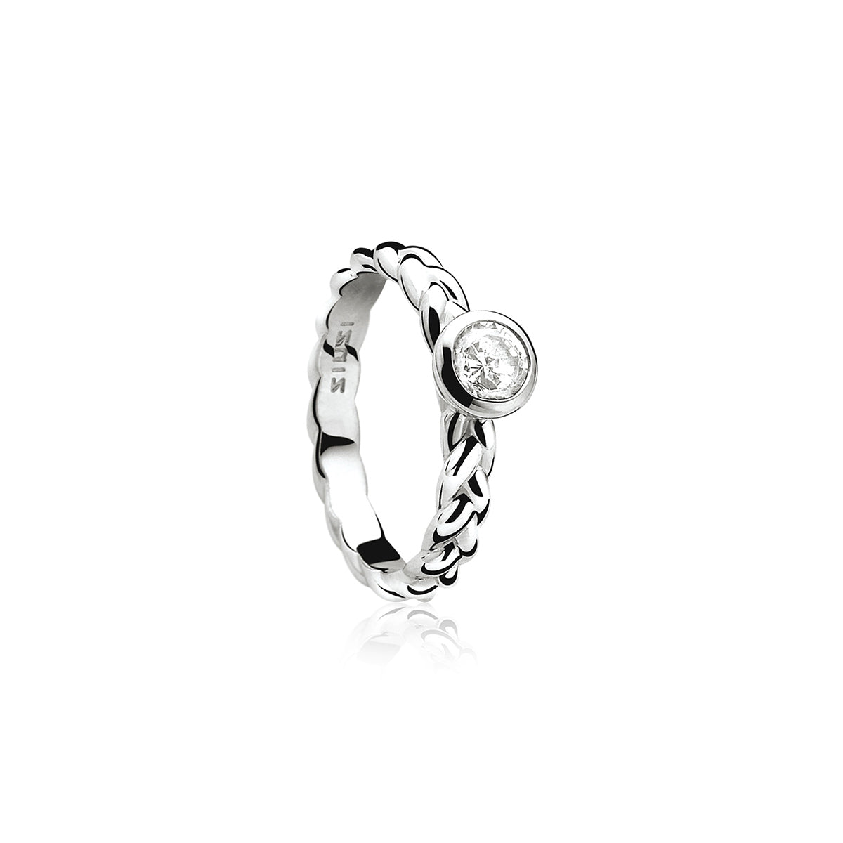 Stacking Braided Ring With White CZ - ZIR602W