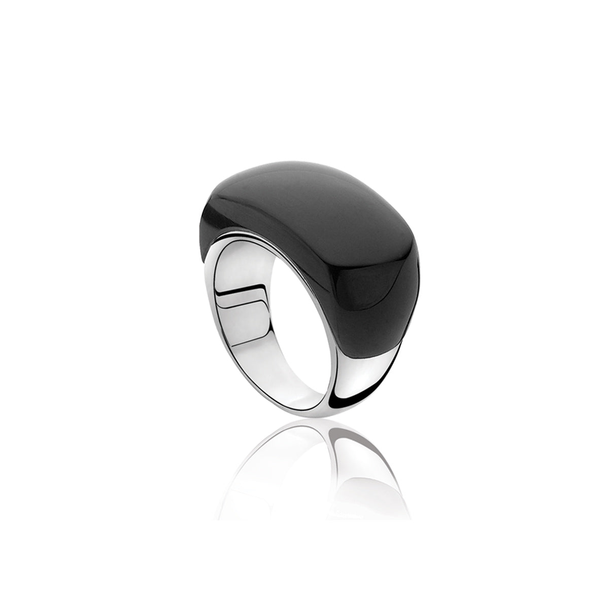 Silver Black Cats Eye Ring - ZIR607