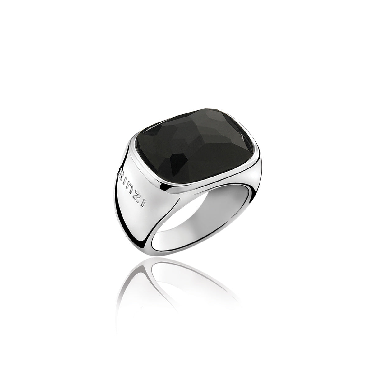 Rectangular Faceted Stone Ring - Black - ZIR677