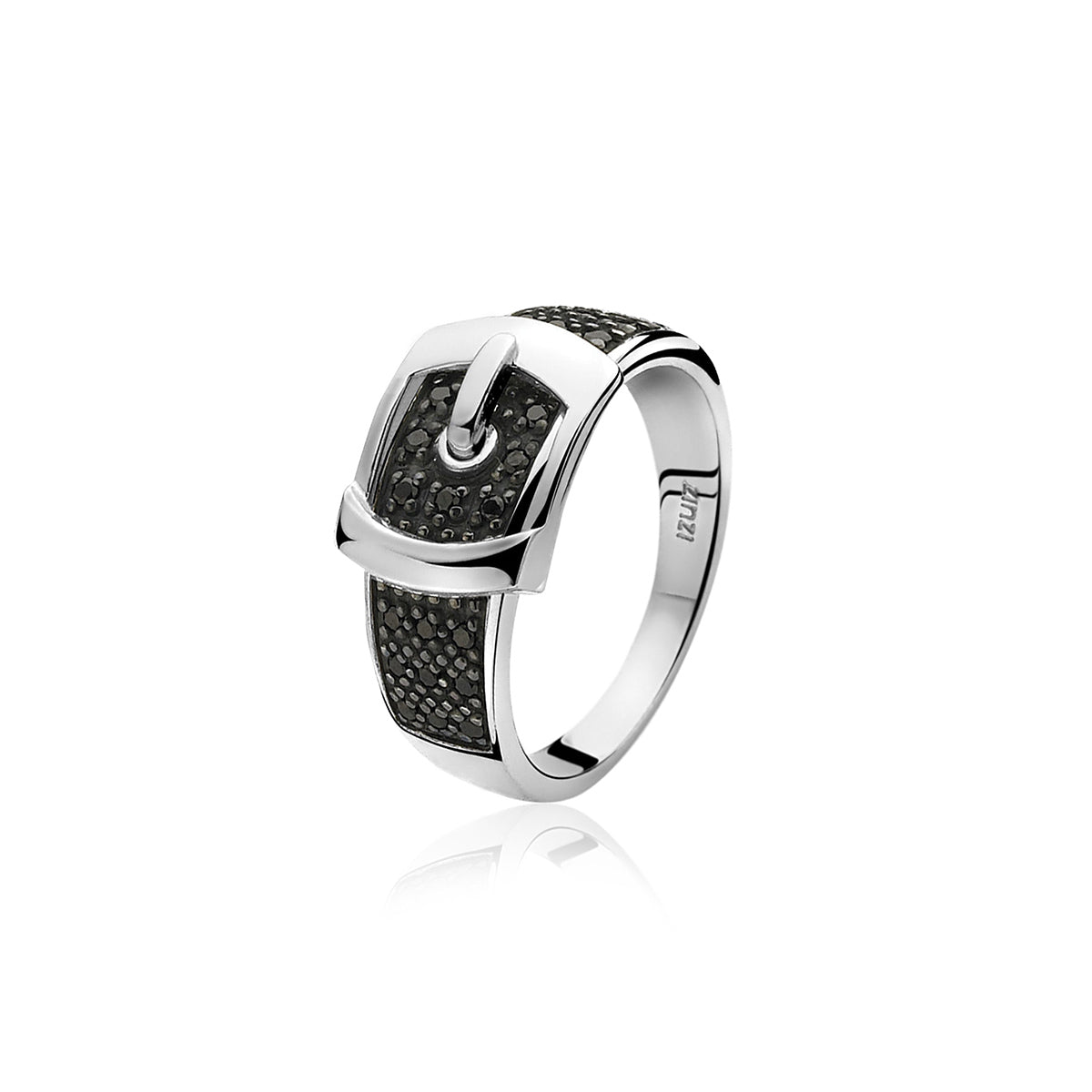 Buckle Ring with Black CZ - ZIR682Z