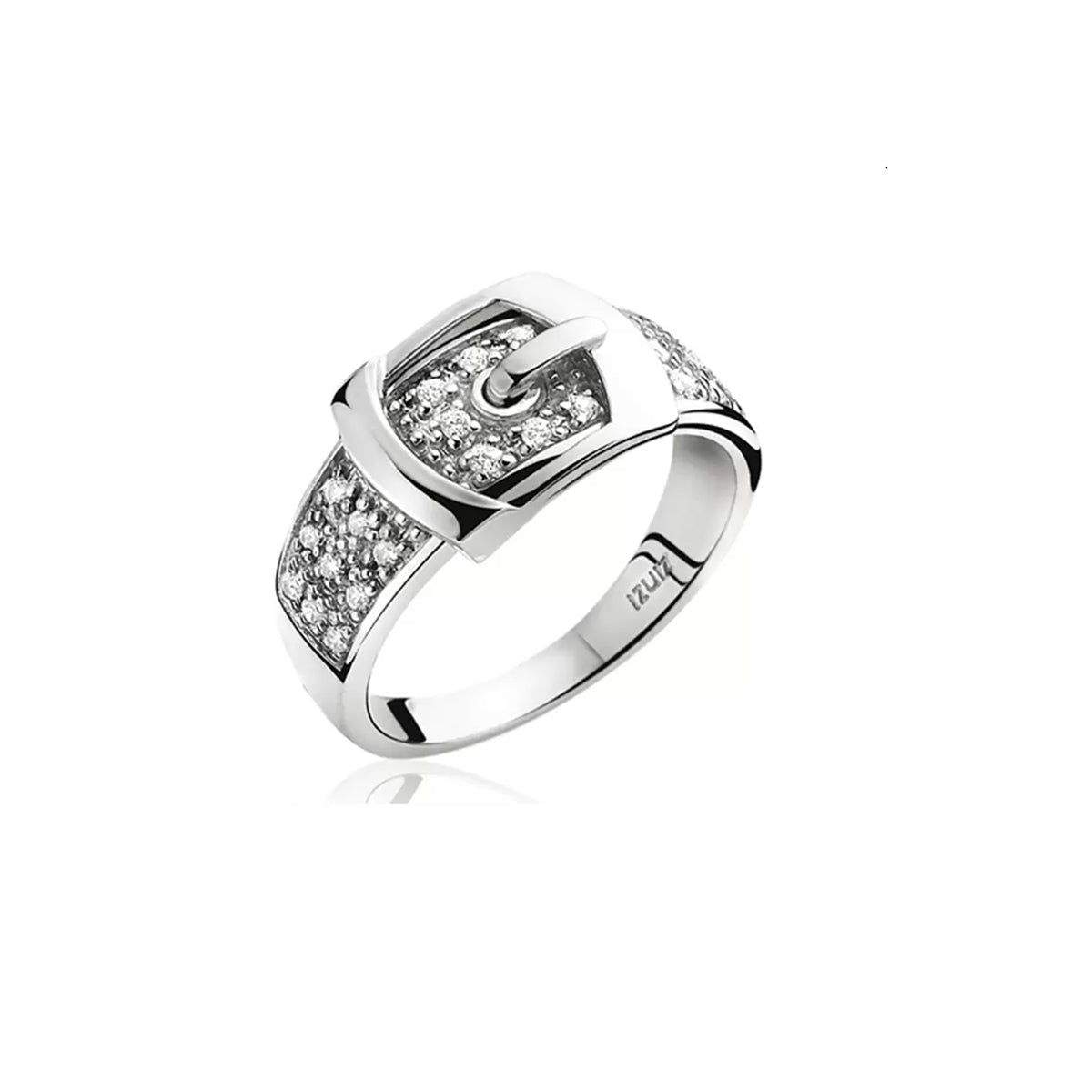 Buckle Ring with White CZ - ZIR682