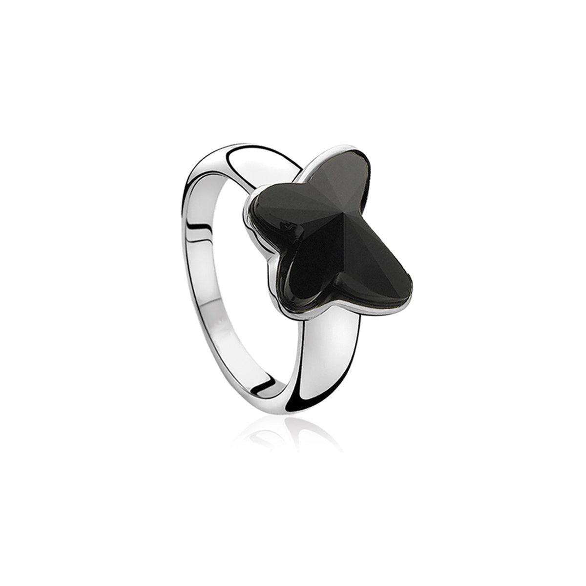 Black Crystal Butterfly Ring - ZIR717Z