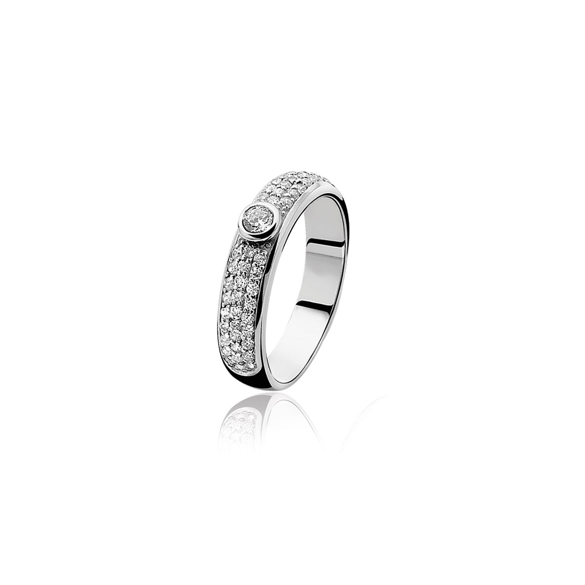 Small White Central CZ Ring - ZIR763