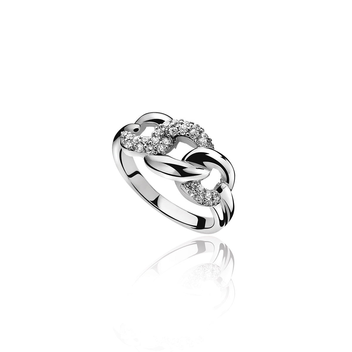 Chain Link CZ Ring - White - ZIR790