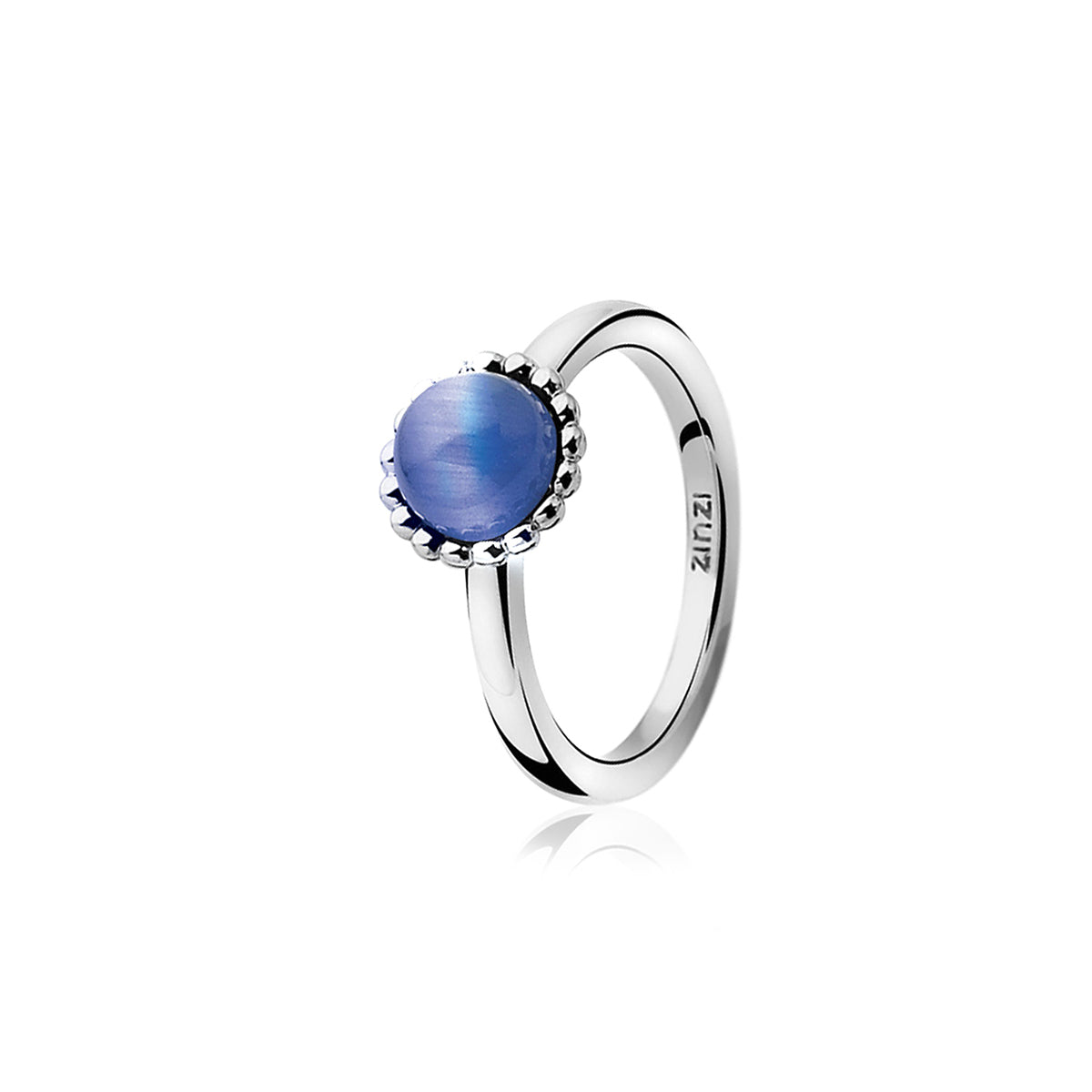 Narrow Silver Ring with Blue Cats-Eye - ZIR793B