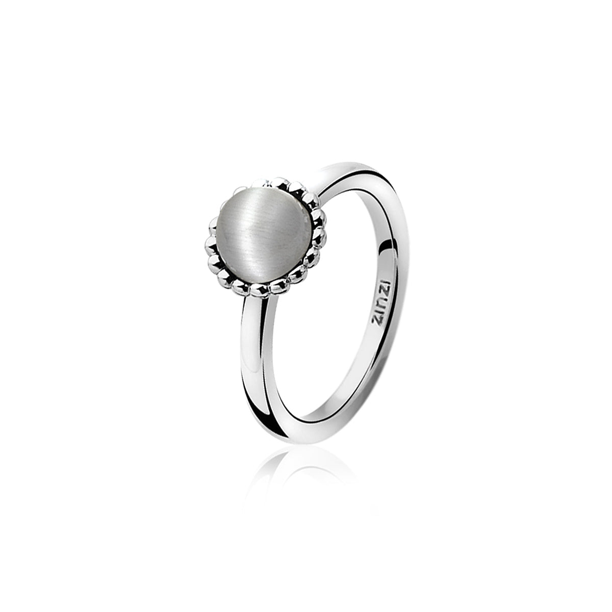 Narrow Silver Ring with Grey Cats-Eye - ZIR793G