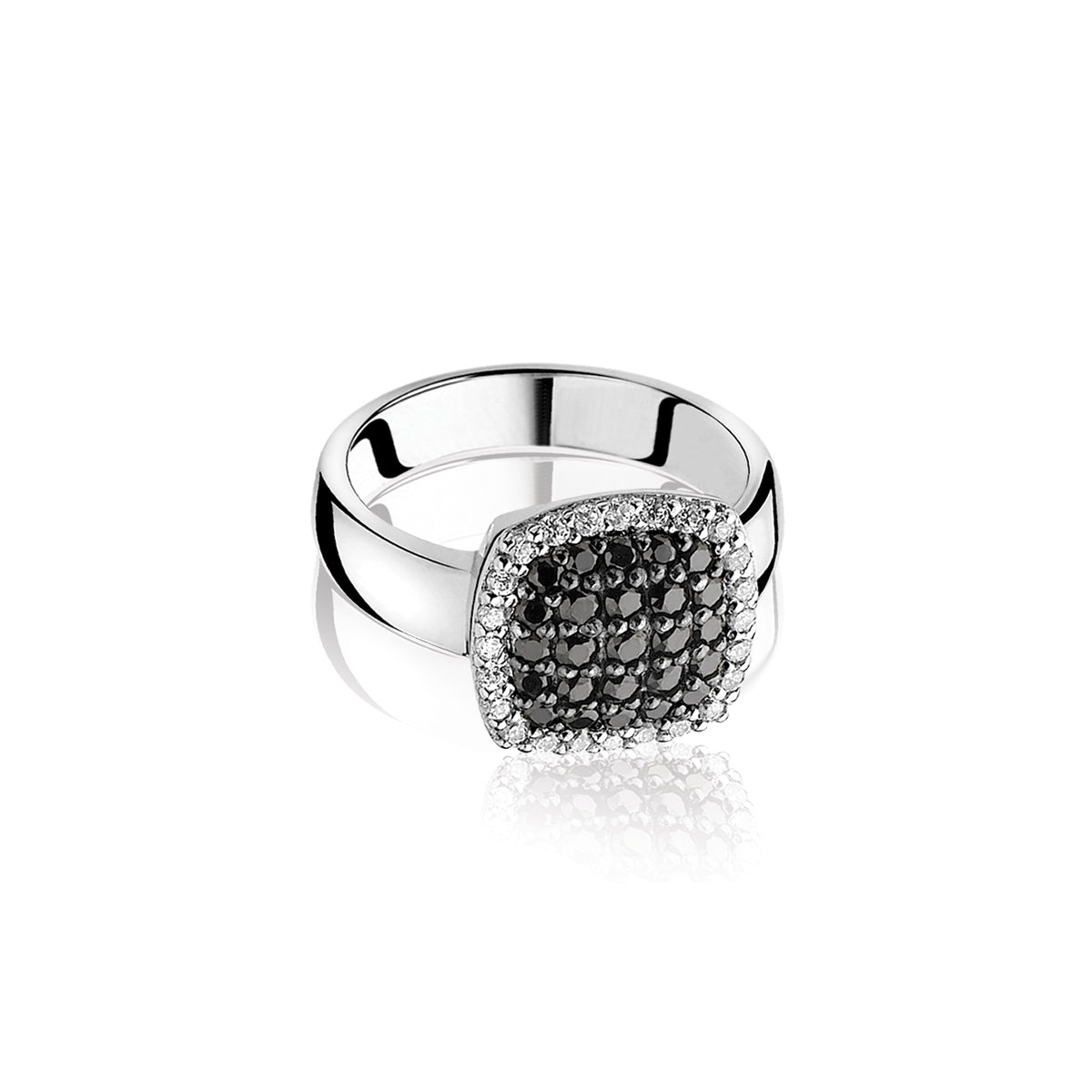 Black & White Square CZ Ring - ZIR887