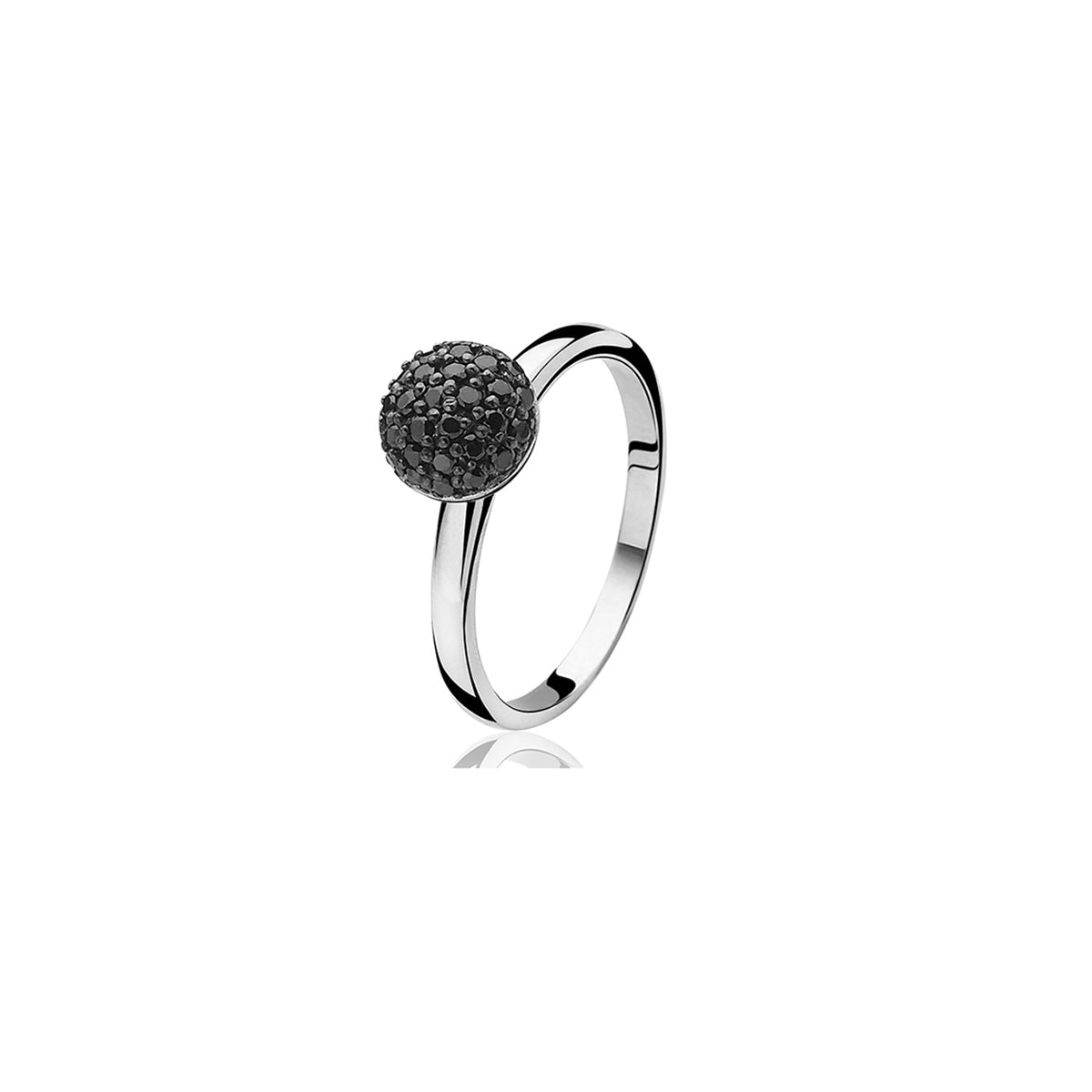 Silver Sphere CZ Ring - Black - ZIR915Z