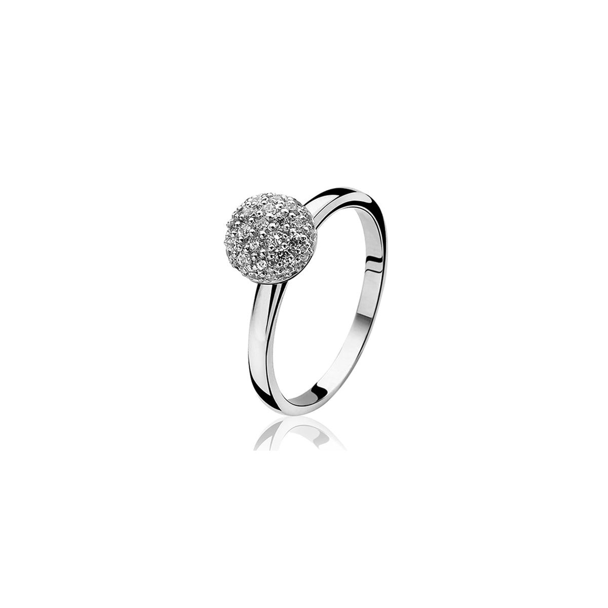 Silver CZ Sphere Ring - White - ZIR915