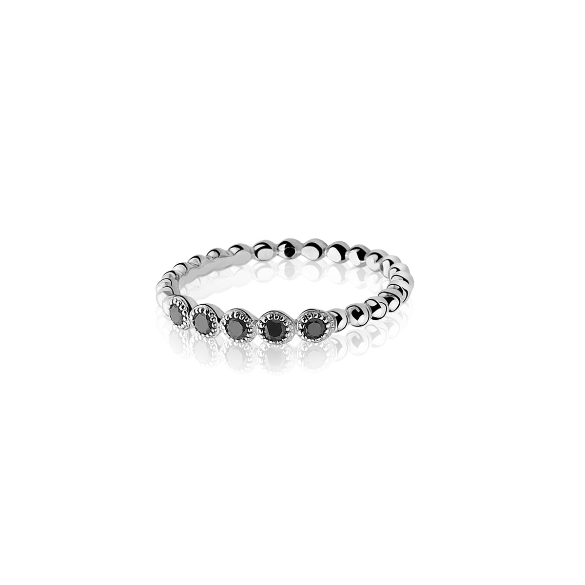 Thin CZ Silver Ring - Black - ZIR916Z