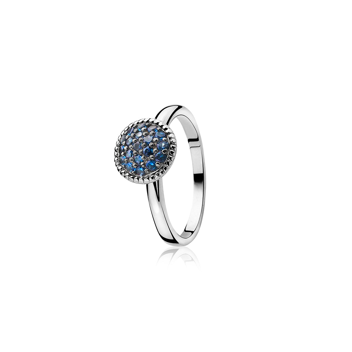 Circle Silver CZ Ring - Blue - ZIR930B