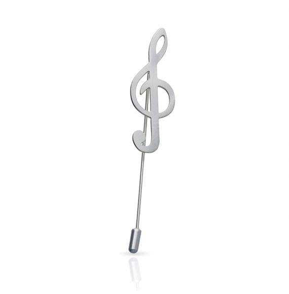 Treble Clef Silver Brooch Pin - 3052007