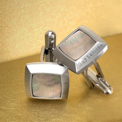 Pearlescent stainless steel square cufflinks - GL4TG418AV