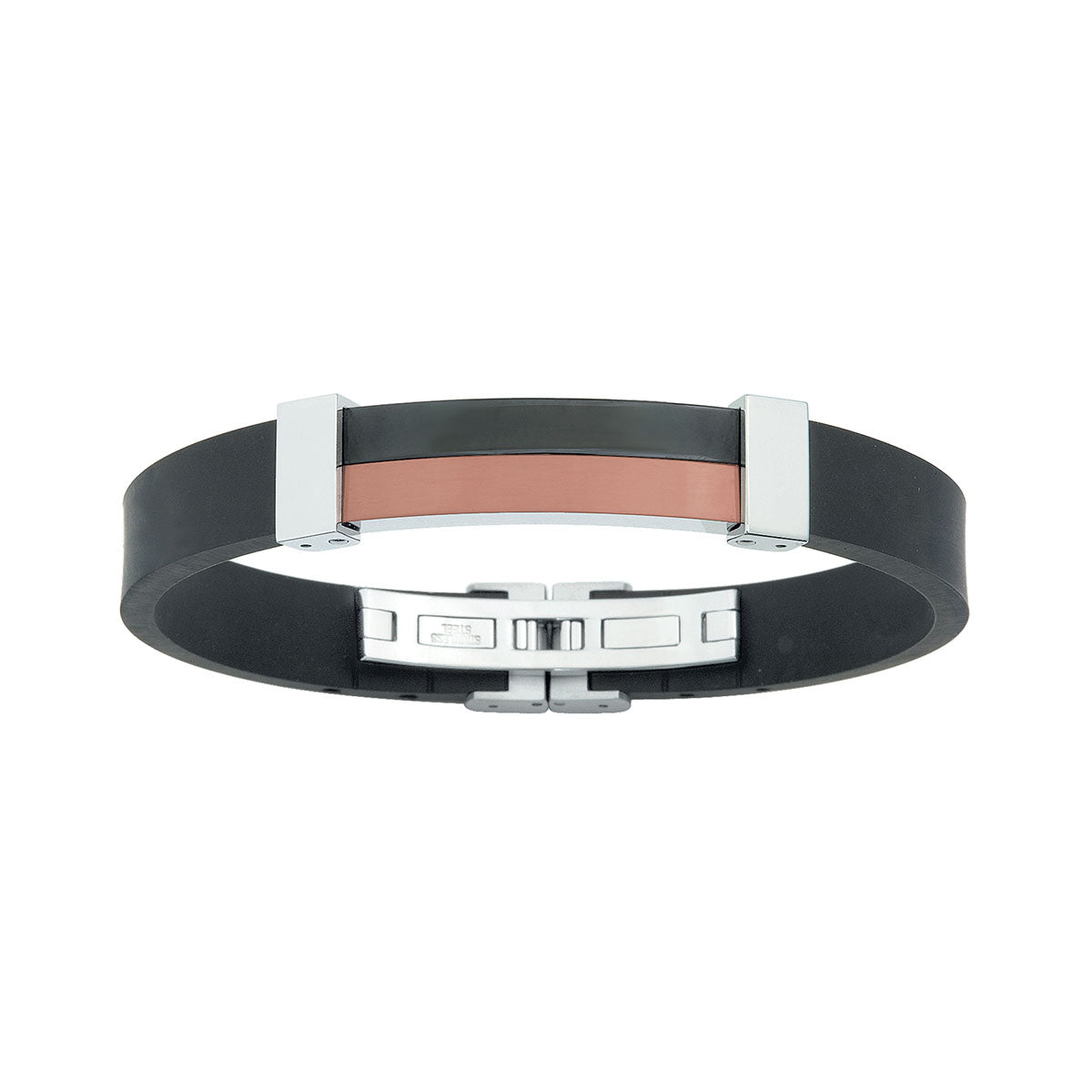 Three tone stainless steel & rubber bracelet - GL4TF709A