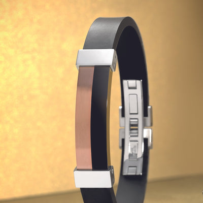 Three tone stainless steel & rubber bracelet - GL4TF709A