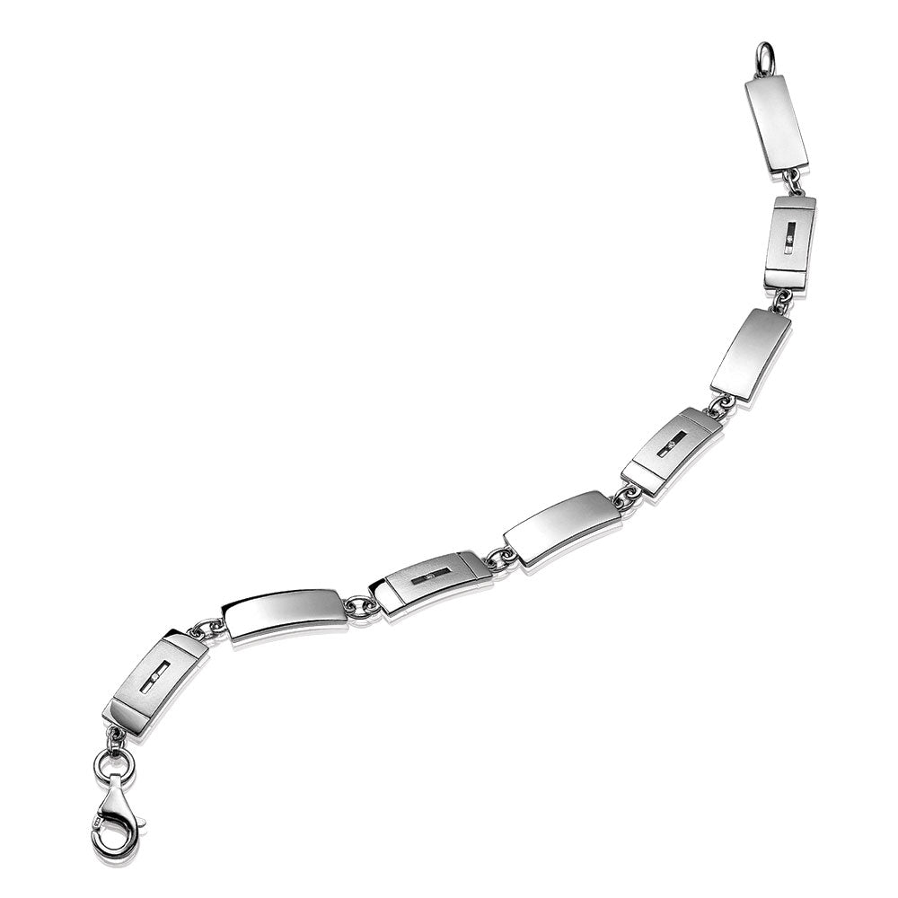 Silver Rectangular Diamond Bracelet - ZDA07