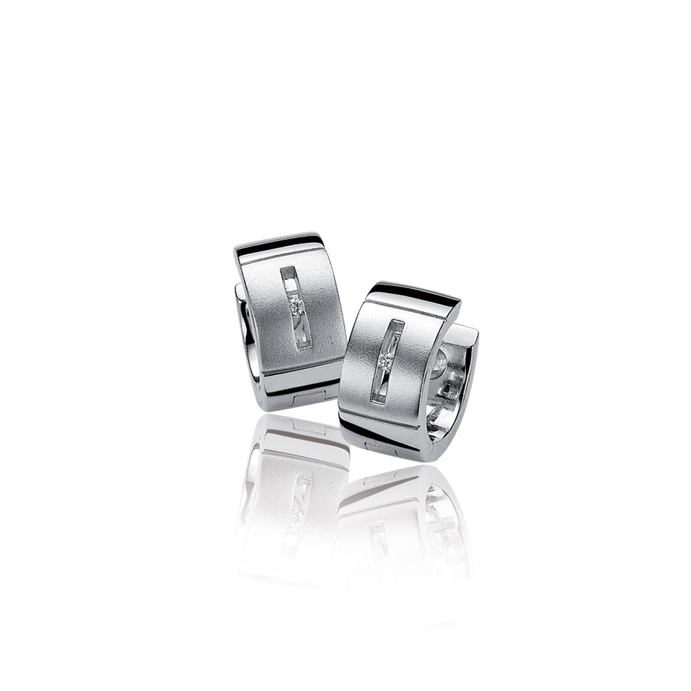 Silver Diamond Huggie Earrings - ZDO07