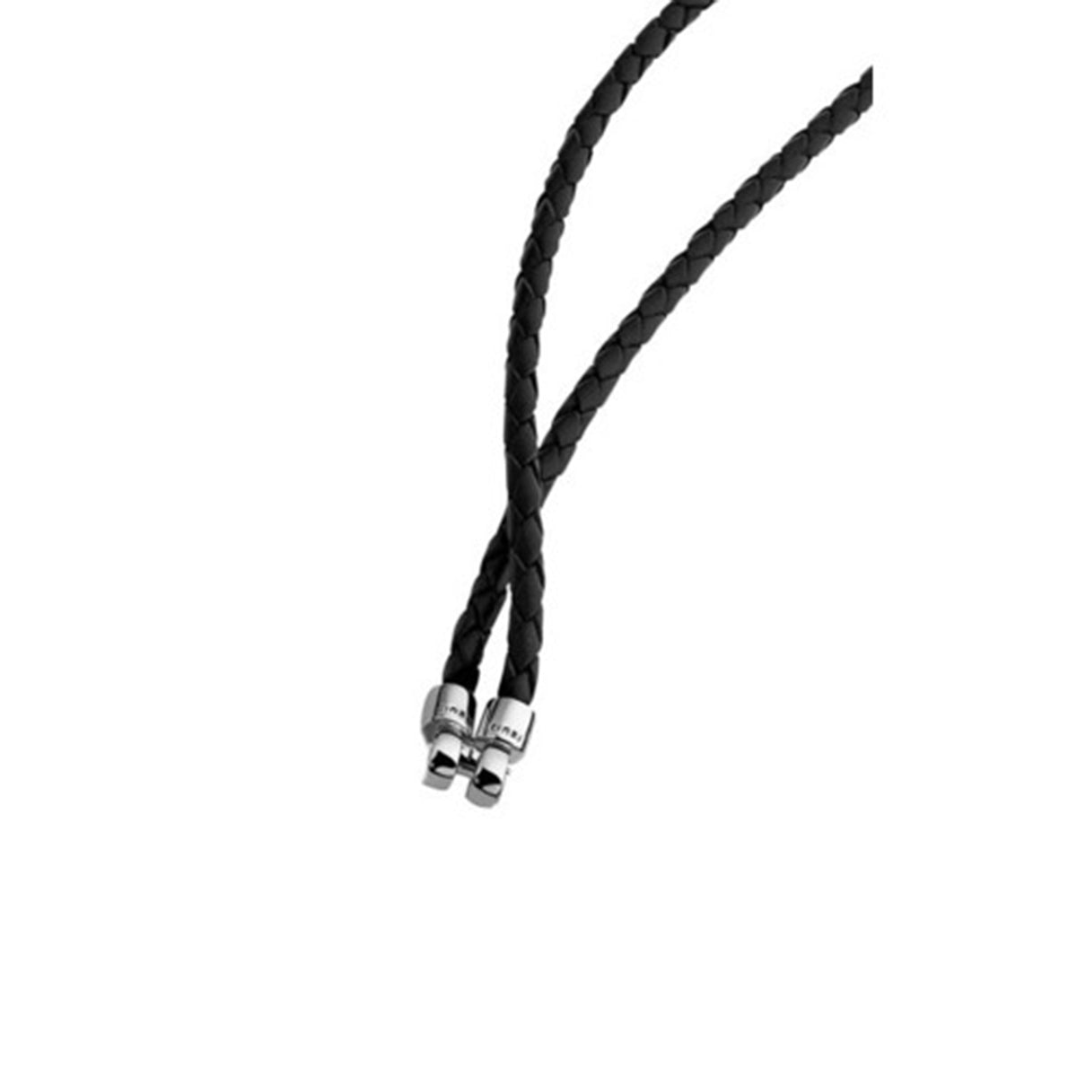 Braided Leather Necklace Strand - Black - ZIC730Z-45