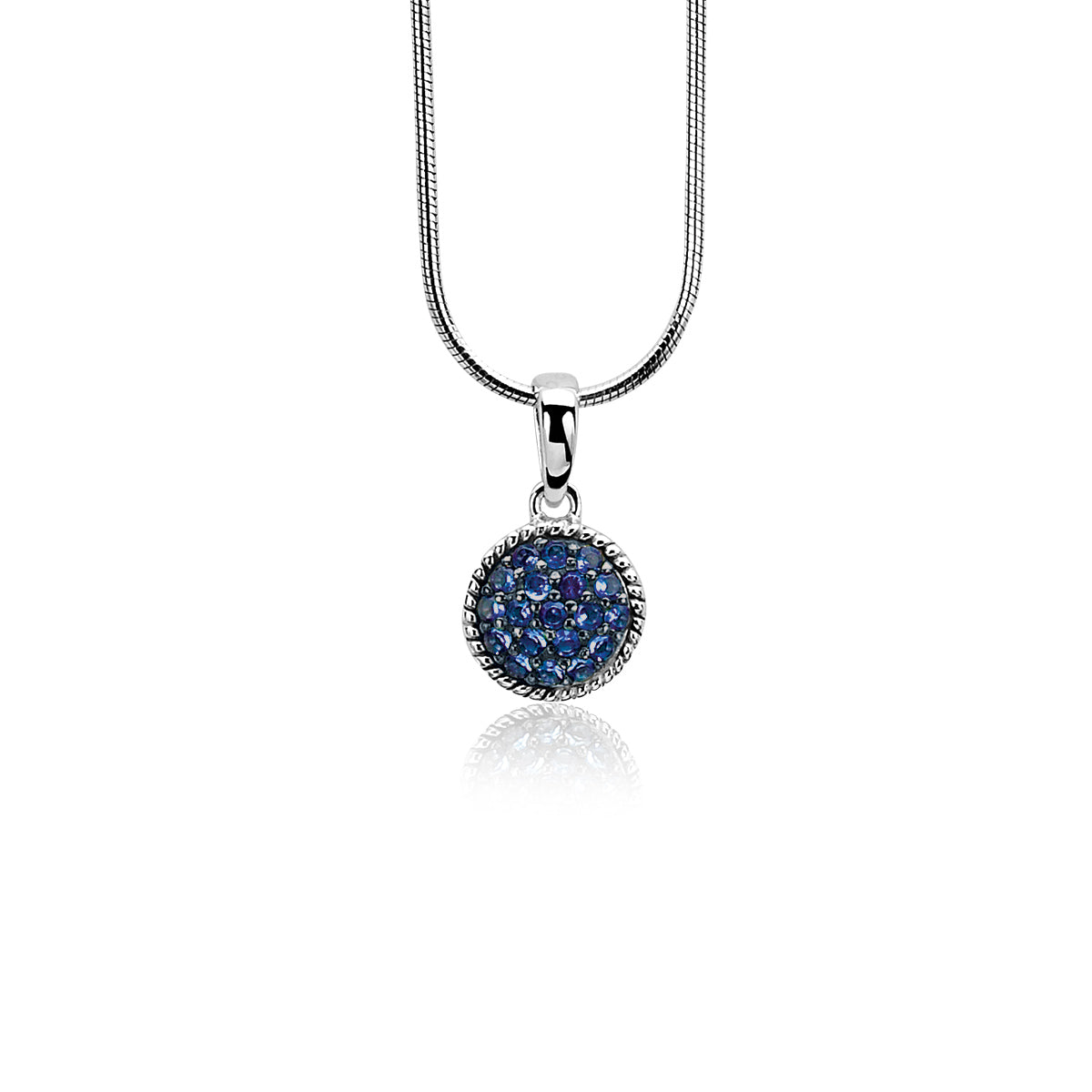 Small Silver CZ Pendant - Blue - ZIH930B