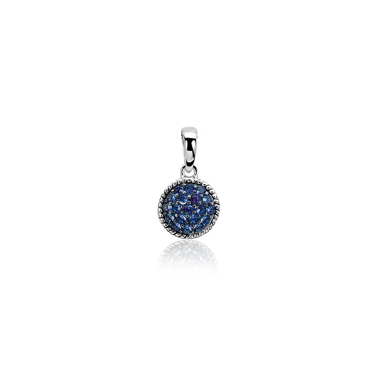 Small Silver CZ Pendant - Blue - ZIH930B