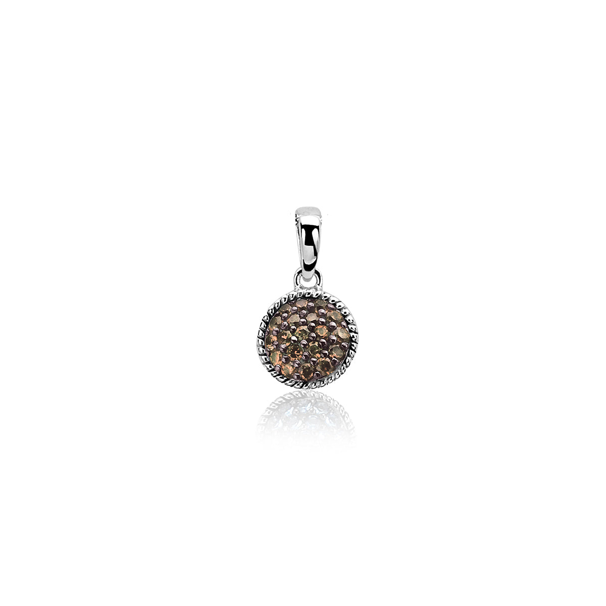 Small Silver CZ Pendant - Champagne - ZIH930C