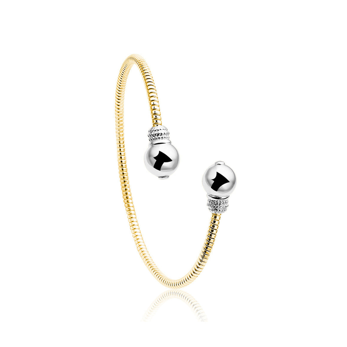 2 Sphere Open Bracelet - Gold - ZIA904G