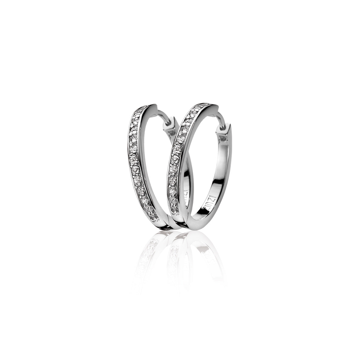 White CZ Hoop Earrings - ZIO192Z