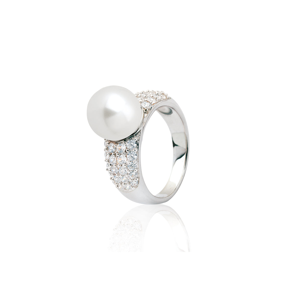 Silver Ring With CZ - White Pearl - ZIR116