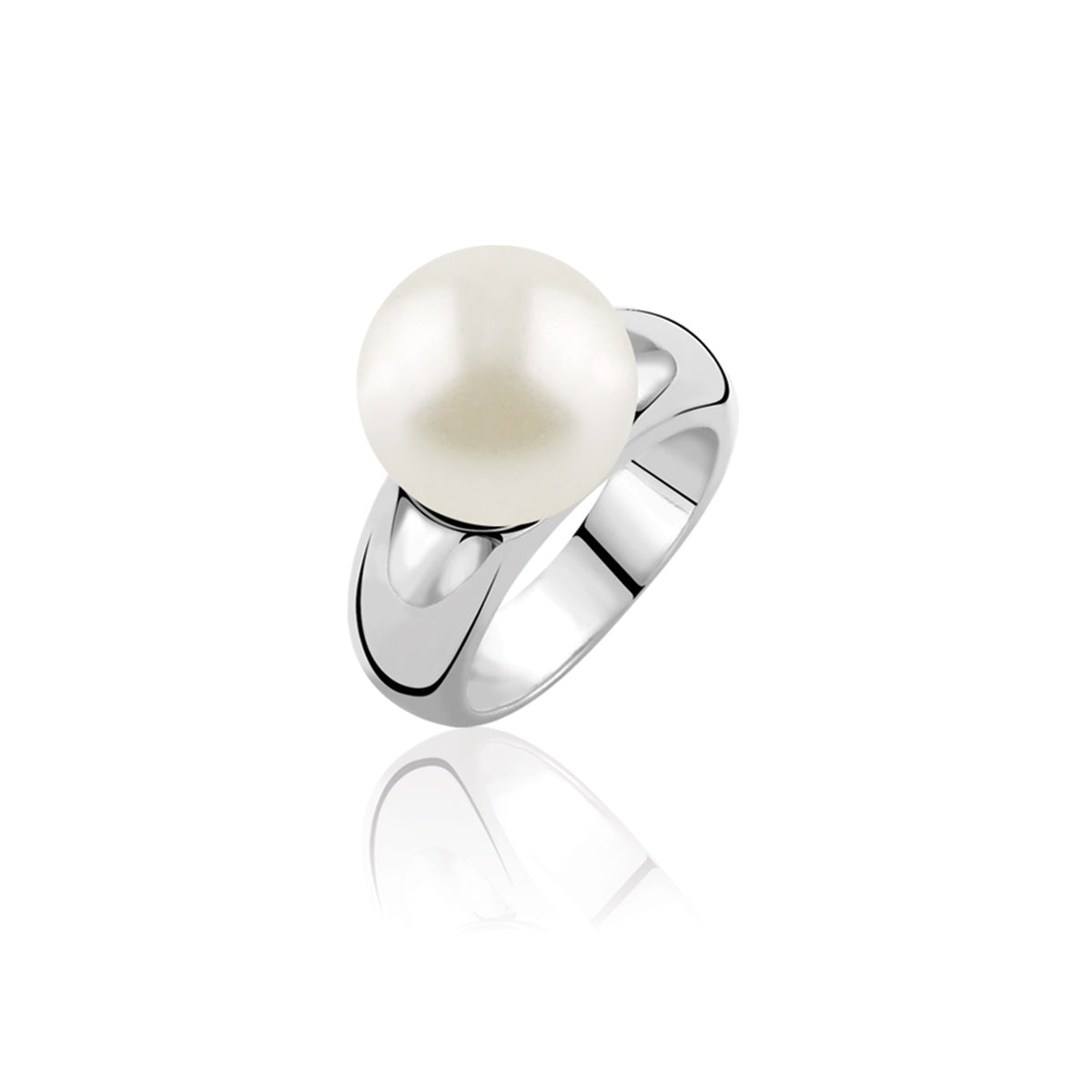 Silver Pearl Ring - White - ZIR170W