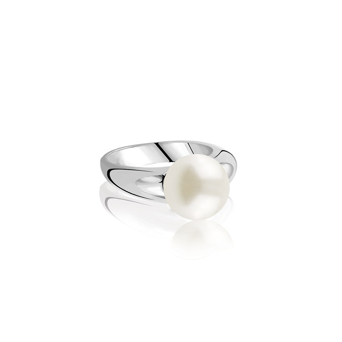 Silver Pearl Ring - White - ZIR454