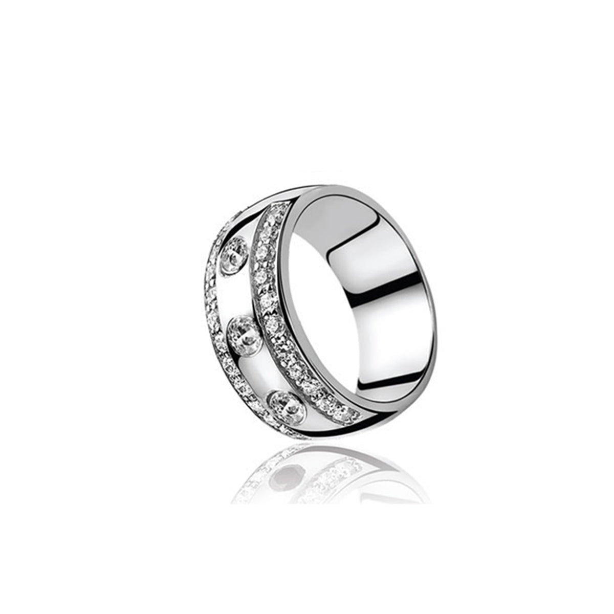 Wide Ring Set With White CZ - ZIR550